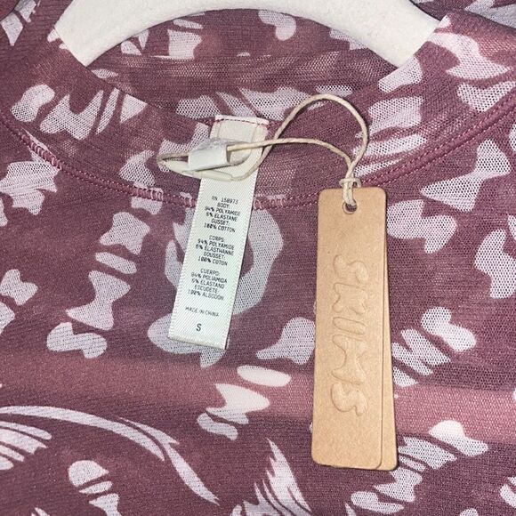 NWT Skims Summer Mesh Raspberry Swirl T-shirt Bodysuit Size S - Picture 5 of 5